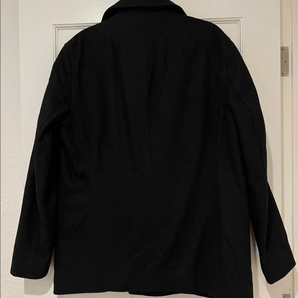 Mens Wool Black Peacoat - Picture 6 of 7